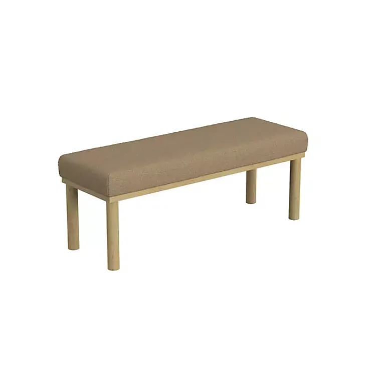 Kirklands Home Boucle Upholstered Wood Leg Bench Brown Hot