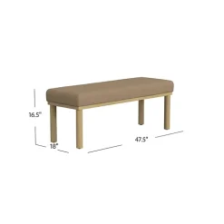 Kirklands Home Boucle Upholstered Wood Leg Bench Brown Hot