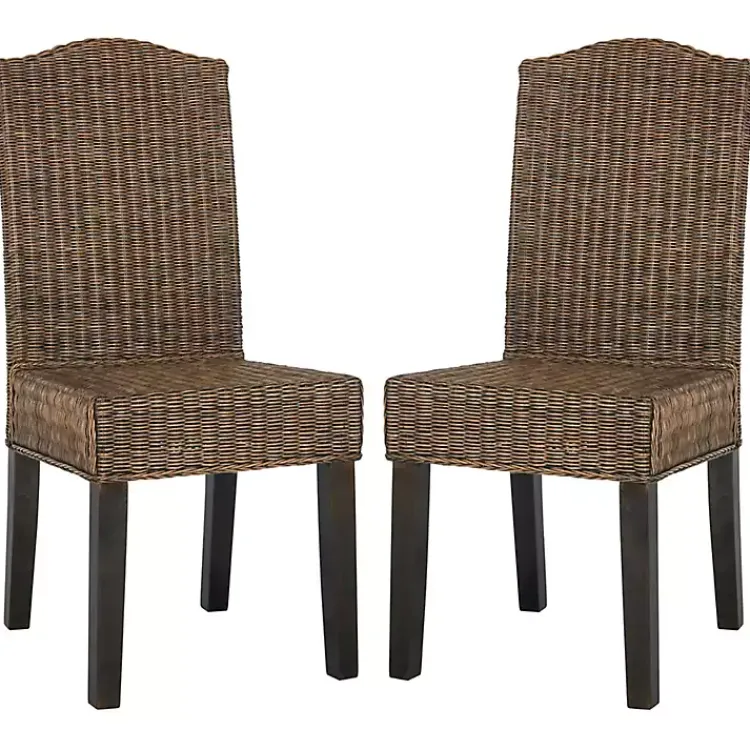 Kirklands Home Camelback Wicker Dining Chairs, Set of 2 Brown New