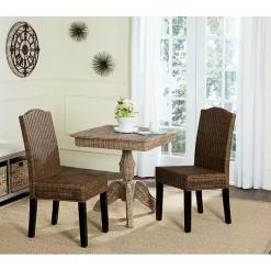 Kirklands Home Camelback Wicker Dining Chairs, Set of 2 Brown New