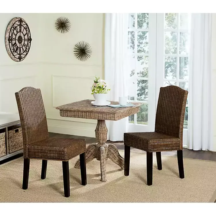 Kirklands Home Camelback Wicker Dining Chairs, Set of 2 Brown New
