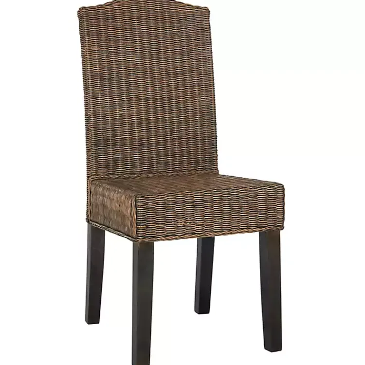 Kirklands Home Camelback Wicker Dining Chairs, Set of 2 Brown New