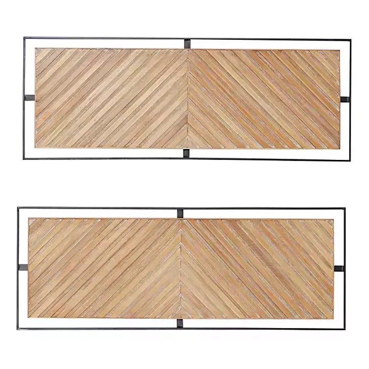Kirklands Home Chevron Wood Wall Plaques, Set of 2 Brown Discount