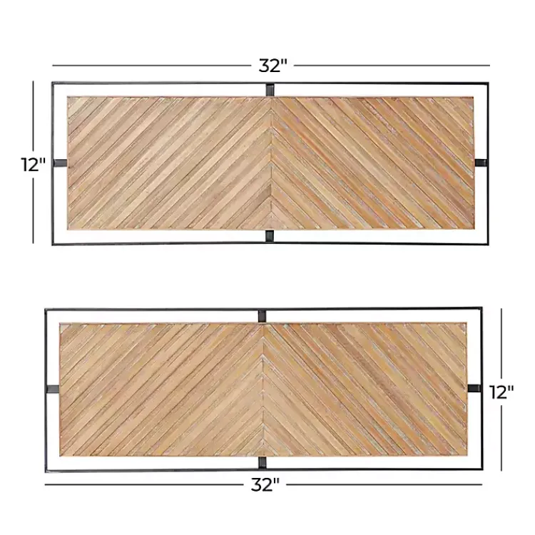 Kirklands Home Chevron Wood Wall Plaques, Set of 2 Brown Discount