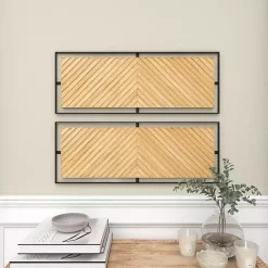 Kirklands Home Chevron Wood Wall Plaques, Set of 2 Brown Discount
