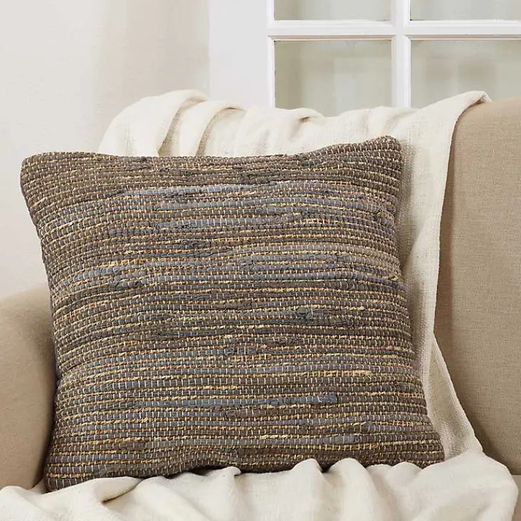 Pillows>Kirklands Home Chindi Woven Jute Throw Pillow Brown