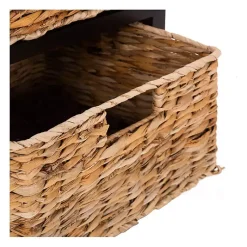 Kirklands Home Cora Accent Table with Woven Storage Baskets Brown Best