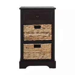Kirklands Home Cora Accent Table with Woven Storage Baskets Brown Best