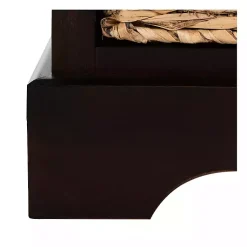 Kirklands Home Cora Accent Table with Woven Storage Baskets Brown Best