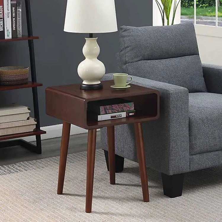 Kirklands Home Curved Edge Open Shelf Accent Table Brown Discount