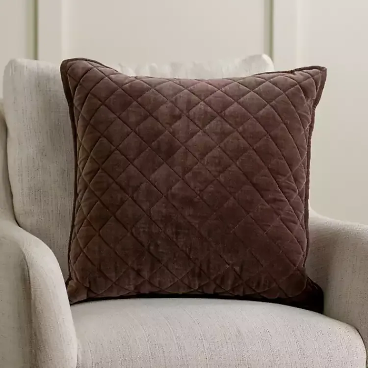 Pillows>Kirklands Home Diamond Velvet Pillow Brown