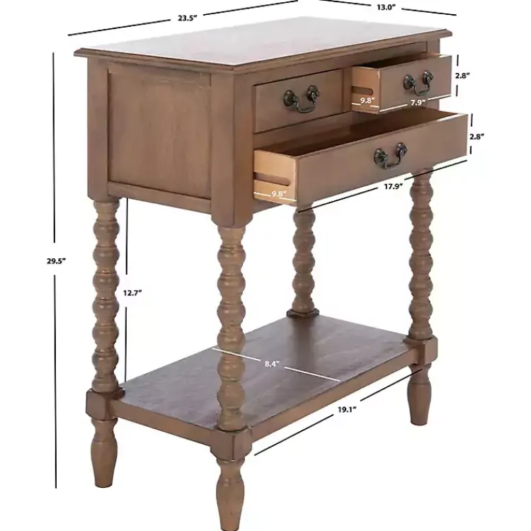 Kirklands Home Farmhouse 3-Drawer Console Table Brown