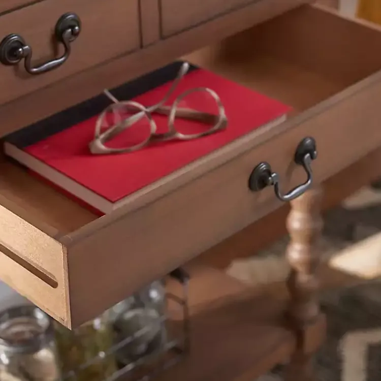 Kirklands Home Farmhouse 3-Drawer Console Table Brown