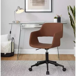 Kirklands Home Faux Leather & Black Marshall Office Chair Brown Discount