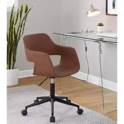 Kirklands Home Faux Leather & Black Marshall Office Chair Brown Discount