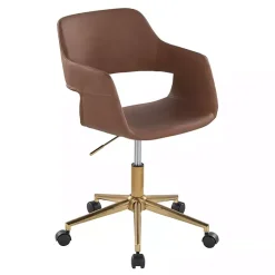 Kirklands Home Faux Leather & Gold Marshall Office Chair Brown Sale