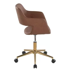 Kirklands Home Faux Leather & Gold Marshall Office Chair Brown Sale