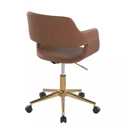 Kirklands Home Faux Leather & Gold Marshall Office Chair Brown Sale
