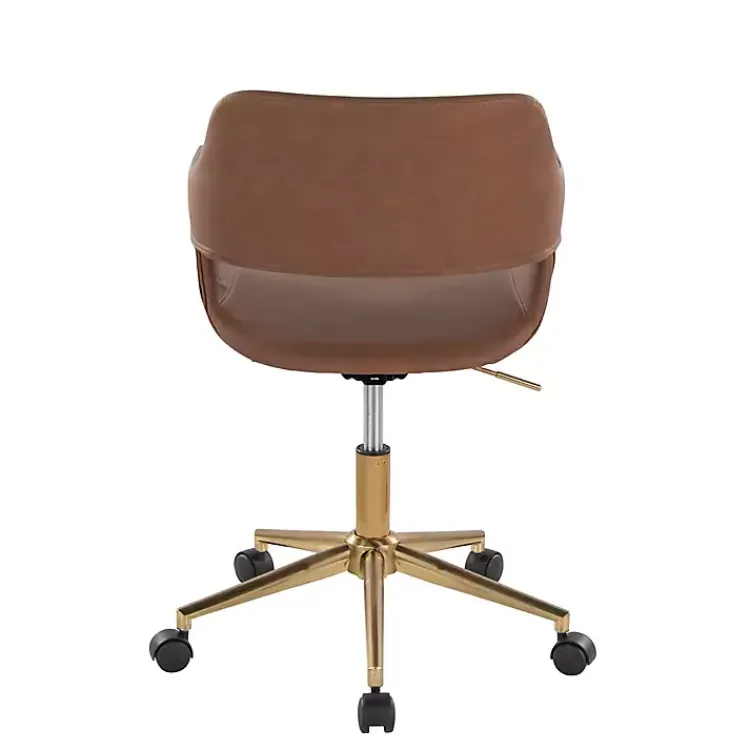Kirklands Home Faux Leather & Gold Marshall Office Chair Brown Sale