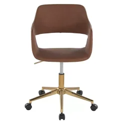 Kirklands Home Faux Leather & Gold Marshall Office Chair Brown Sale
