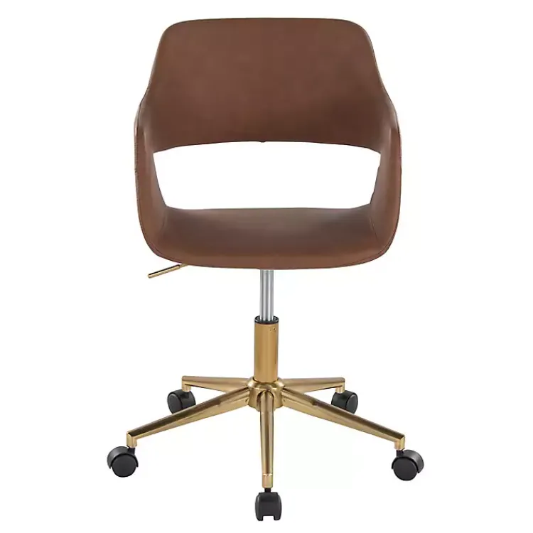Kirklands Home Faux Leather & Gold Marshall Office Chair Brown Sale