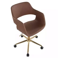 Kirklands Home Faux Leather & Gold Marshall Office Chair Brown Sale