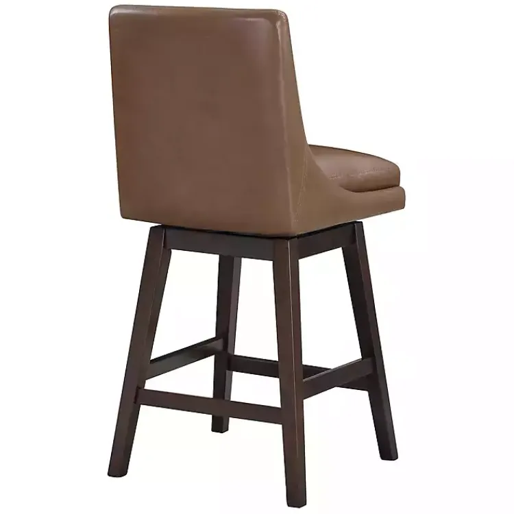 Kirklands Home Faux Leather Alli Swivel Counter Stool Brown