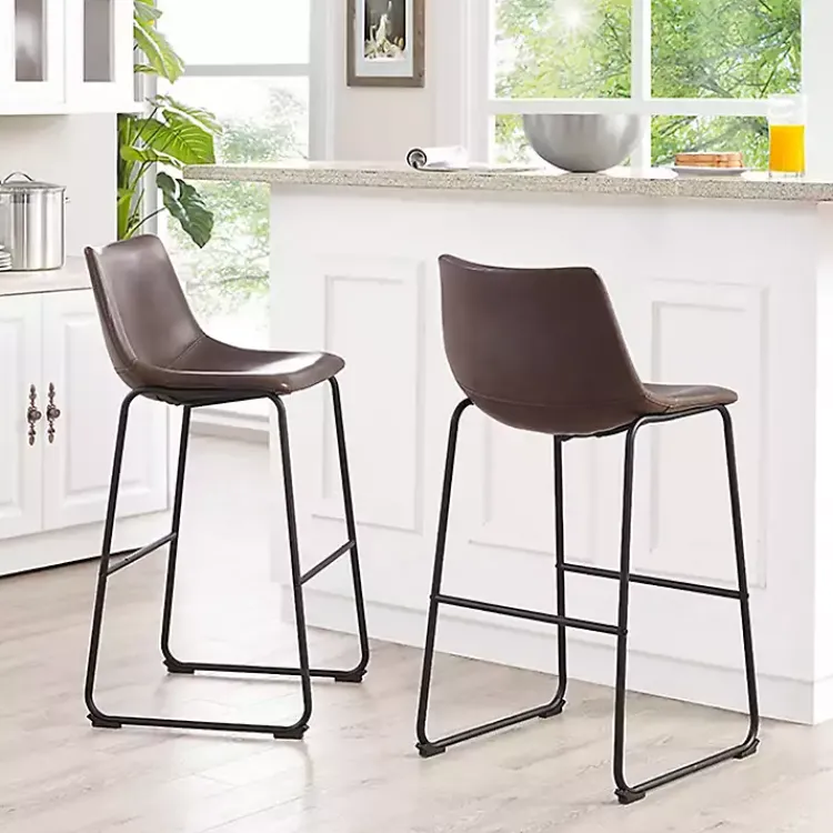 Kirklands Home Faux Leather Bar Stools, Set of 2 Brown Online