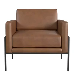 Kirklands Home Faux Leather Black Metal Accent Chair Brown Online