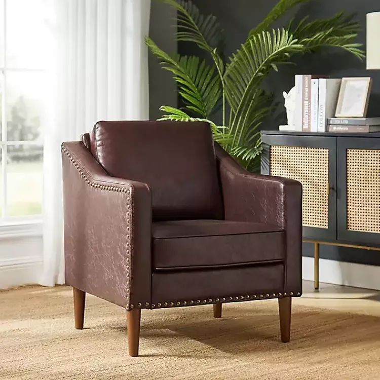 Kirklands Home Faux Leather Bonita Accent Chair Brown Clearance