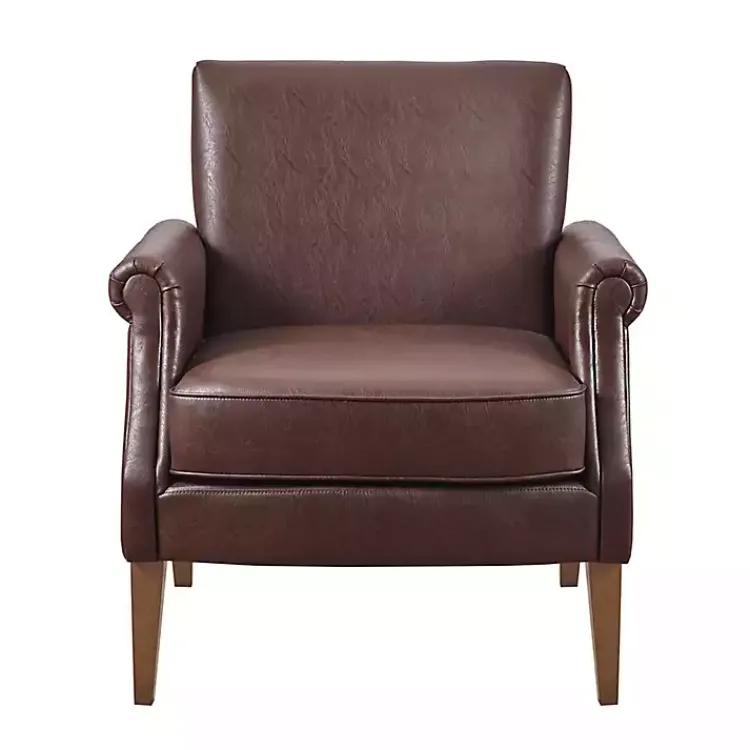 Kirklands Home Faux Leather Classic Accent Chair Brown Clearance