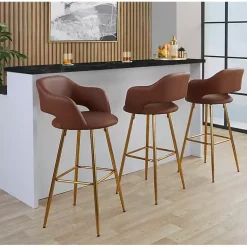 Kirklands Home Faux Leather Marge Bar Stools, Set of 2 Brown Best