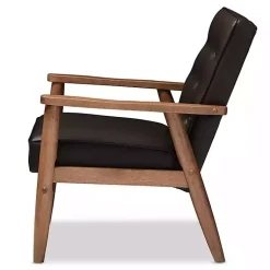 Kirklands Home Faux Leather Mid-Century Modern Accent Chair Brown New