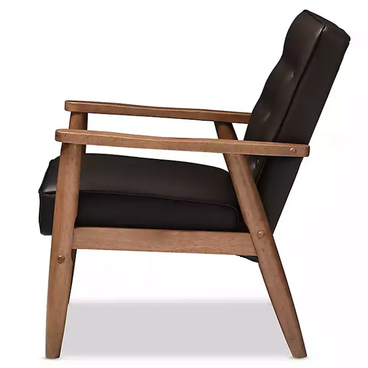Kirklands Home Faux Leather Mid-Century Modern Accent Chair Brown New