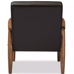 Kirklands Home Faux Leather Mid-Century Modern Accent Chair Brown New