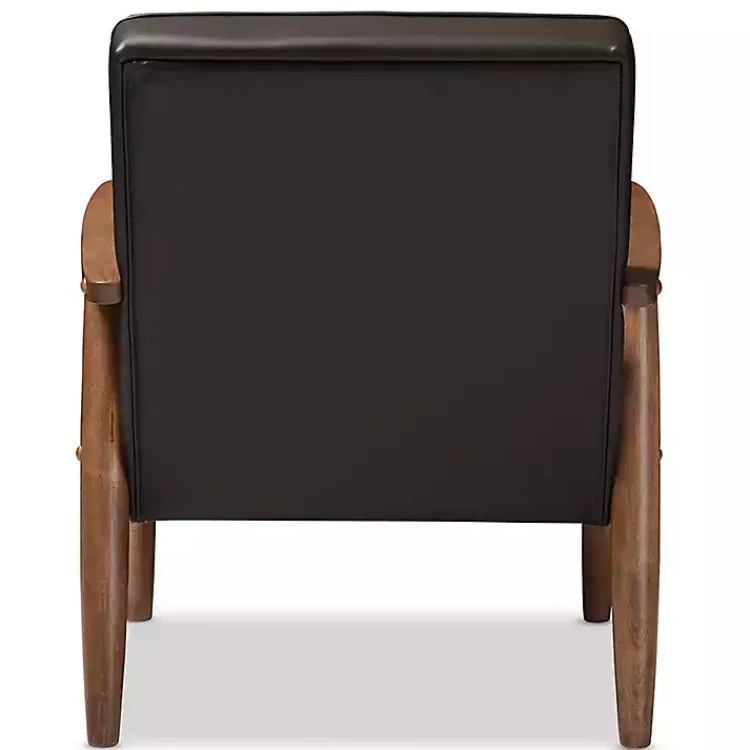 Kirklands Home Faux Leather Mid-Century Modern Accent Chair Brown New