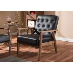 Kirklands Home Faux Leather Mid-Century Modern Accent Chair Brown New