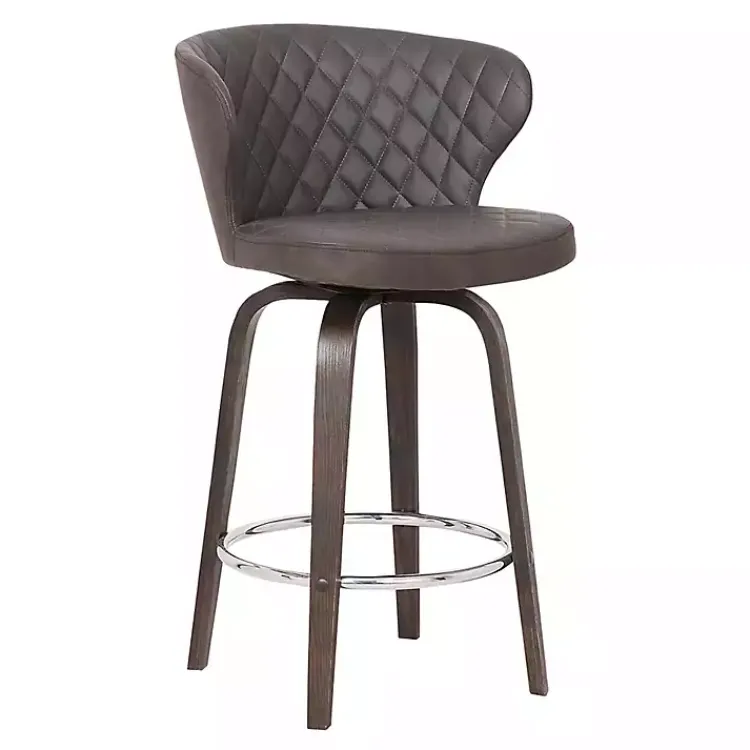 Kirklands Home Faux Leather Mynette Swivel Stool, 36 in. Brown Discount