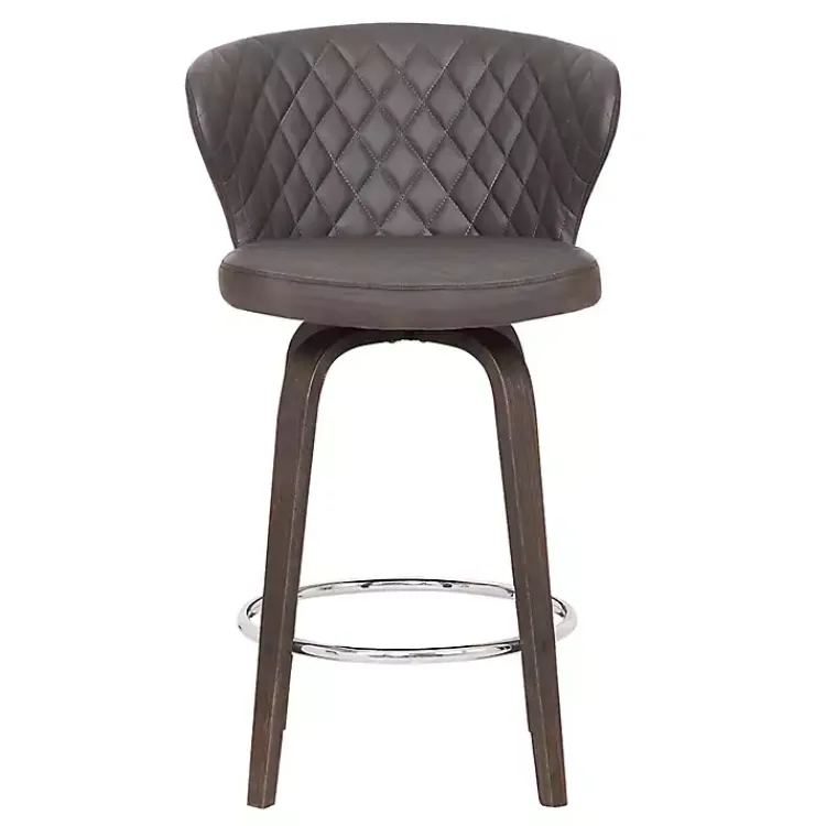 Kirklands Home Faux Leather Mynette Swivel Stool, 36 in. Brown Discount