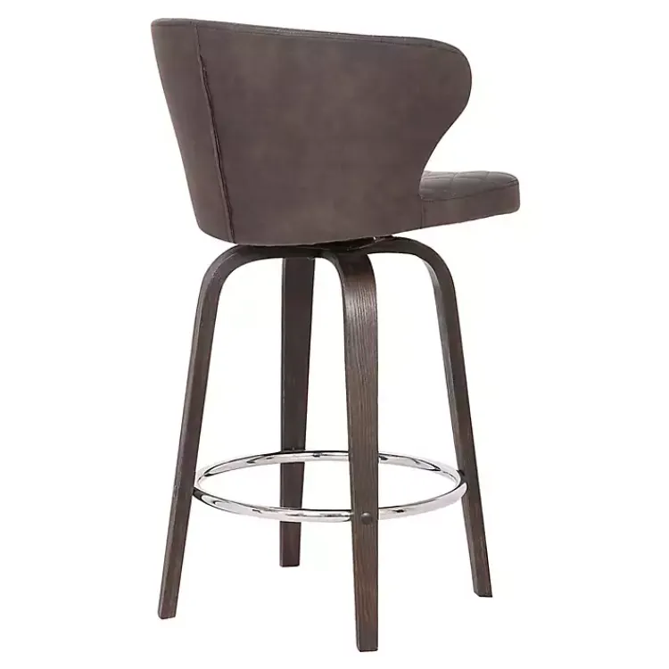 Kirklands Home Faux Leather Mynette Swivel Stool, 36 in. Brown Discount