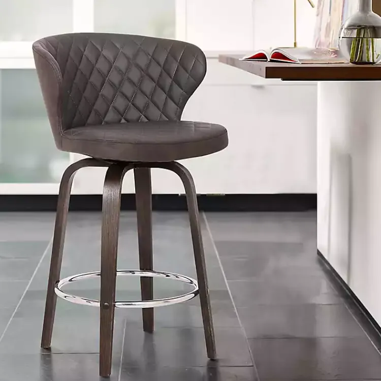 Kirklands Home Faux Leather Mynette Swivel Stool, 36 in. Brown Discount