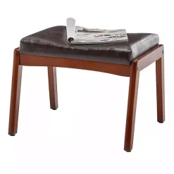 Kirklands Home Faux Leather Natasha Ottoman Stool Brown Hot