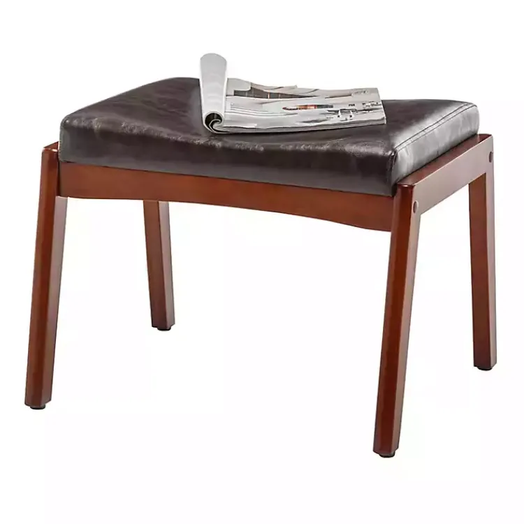 Kirklands Home Faux Leather Natasha Ottoman Stool Brown Hot