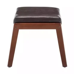 Kirklands Home Faux Leather Natasha Ottoman Stool Brown Hot