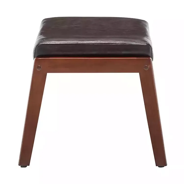 Kirklands Home Faux Leather Natasha Ottoman Stool Brown Hot