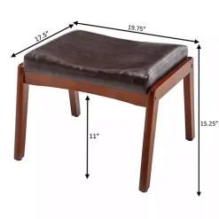Kirklands Home Faux Leather Natasha Ottoman Stool Brown Hot