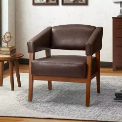 Kirklands Home Faux Leather Nicki Accent Chair Brown Clearance