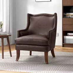 Kirklands Home Faux Leather Ophelia Accent Chair Brown Online