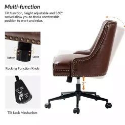 Kirklands Home Faux Leather Rocking Office Chair Brown New