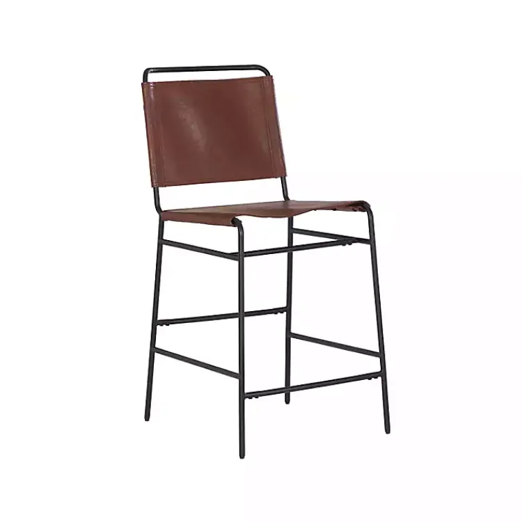 Kirklands Home Faux Leather Sling Counter Stool Brown Outlet